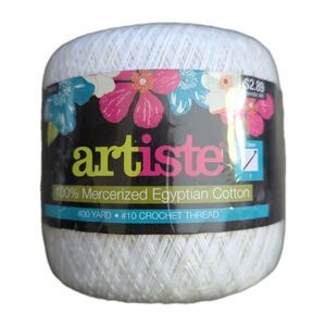 Artiste Crochet Thread #10 Porcelain #102 100% Egyptian Cotton 400 Yds White New